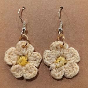 Elegant Floral Crochet Earrings in Cream and Yellow